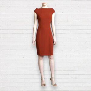 KaufmanFranco Red Wool Blend Sheath Dress Cap Sleeve Bodycon Cocktail Career